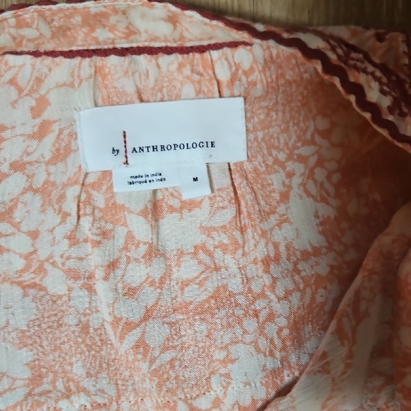 Anthropologie Pink Puff Sleeve Tunic with Mandarin Collar - Picture 5 of 6